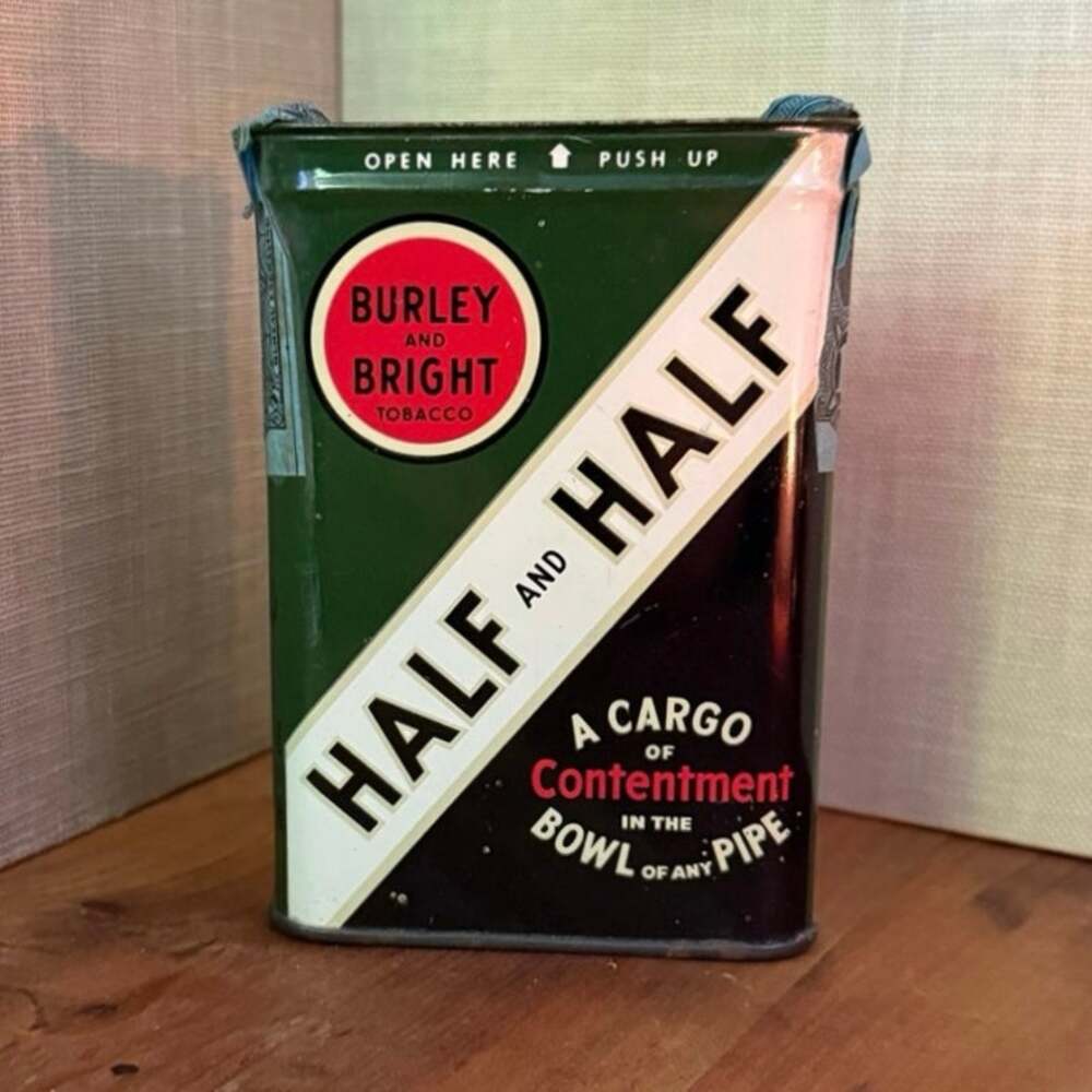 Vintage Half and Half Tobacco Tin Burley & Bright Advertising Tobacciana
